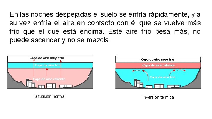 En las noches despejadas el suelo se enfría rápidamente, y a su vez enfría