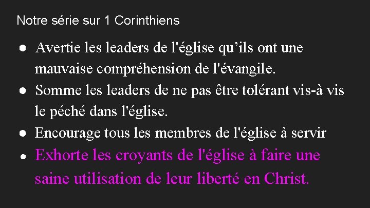 Notre série sur 1 Corinthiens ● Avertie les leaders de l'église qu’ils ont une