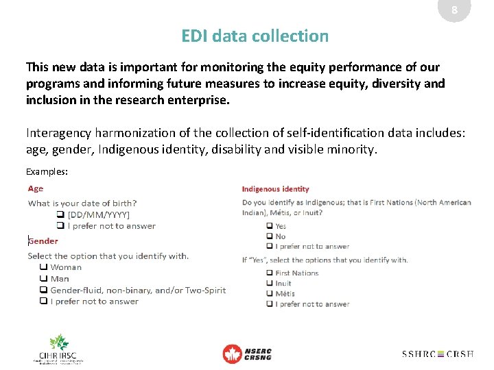 8 EDI data collection This new data is important for monitoring the equity performance