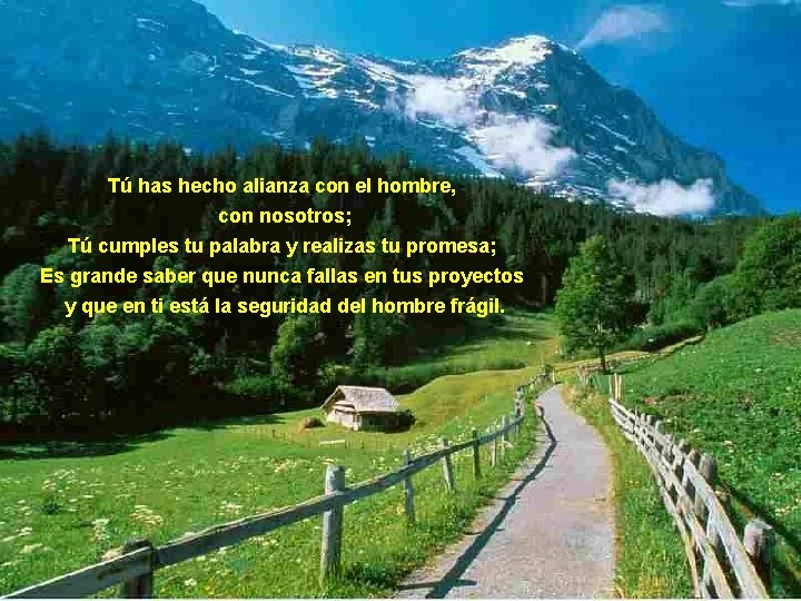 Tú has hecho alianza con el hombre, con nosotros; Tú cumples tu palabra y