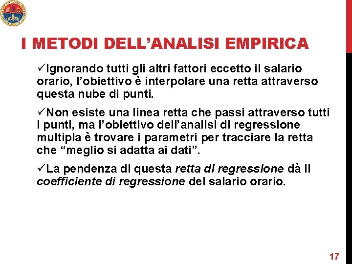 I METODI DELL’ANALISI EMPIRICA üIgnorando tutti gli altri fattori eccetto il salario orario, l’obiettivo