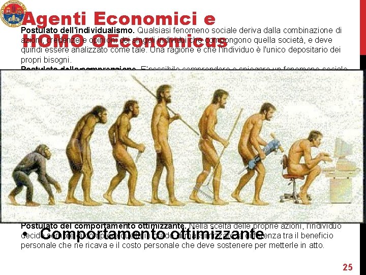 Agenti Economici e Postulato dell'individualismo. Qualsiasi fenomeno sociale deriva dalla combinazione di azioni, credenze