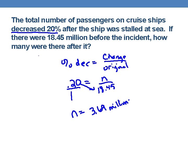 The total number of passengers on cruise ships decreased 20% after the ship was