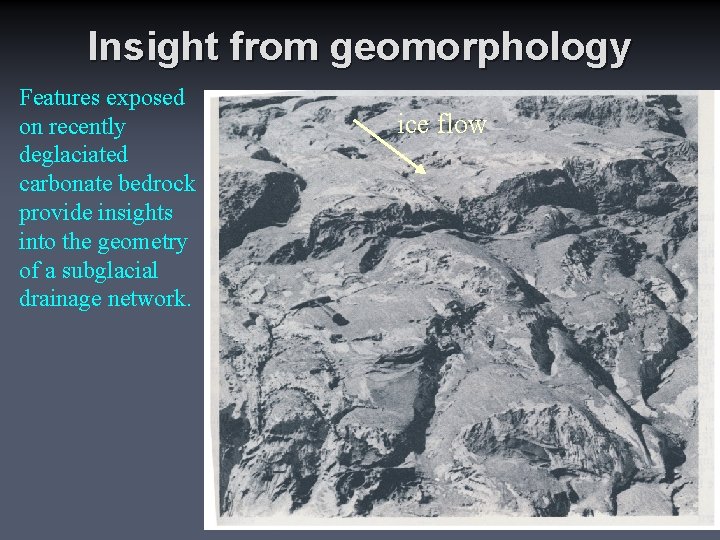 Insight from geomorphology Features exposed on recently deglaciated carbonate bedrock provide insights into the