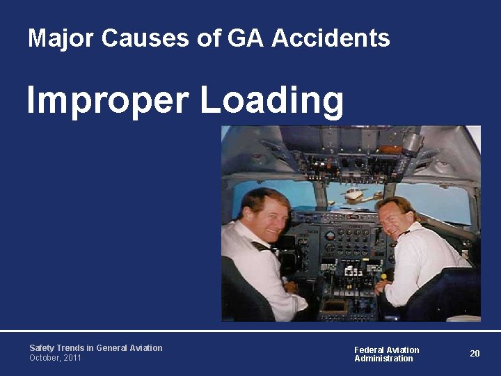 Major Causes of GA Accidents Improper Loading Safety Trends in General Aviation October, 2011