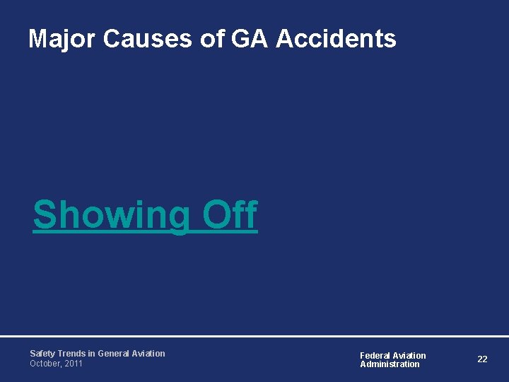 Major Causes of GA Accidents Showing Off Safety Trends in General Aviation October, 2011