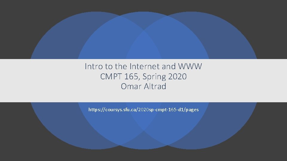 Intro to the Internet and WWW CMPT 165, Spring 2020 Omar Altrad https: //coursys. Intro to the Internet and WWW CMPT 165, Spring 2020 Omar Altrad https: //coursys.