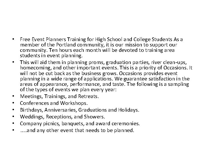  • Free Event Planners Training for High School and College Students As a