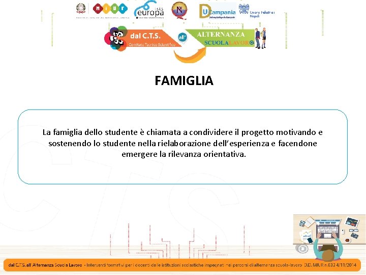 FAMIGLIA La famiglia dello studente è chiamata a condividere il progetto motivando e sostenendo