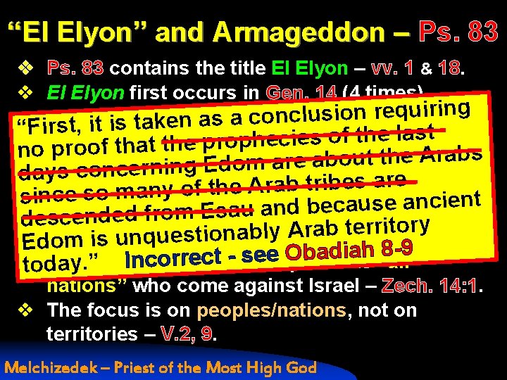 “El Elyon” and Armageddon – Ps. 83 v Ps. 83 contains the title El