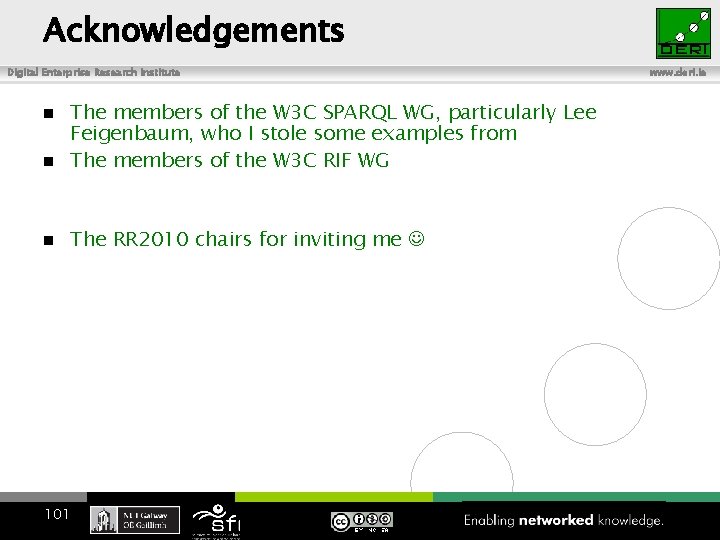 Acknowledgements Digital Enterprise Research Institute The members of the W 3 C SPARQL WG,