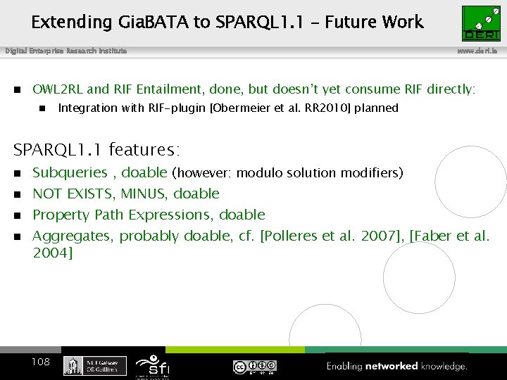 Extending Gia. BATA to SPARQL 1. 1 – Future Work Digital Enterprise Research Institute