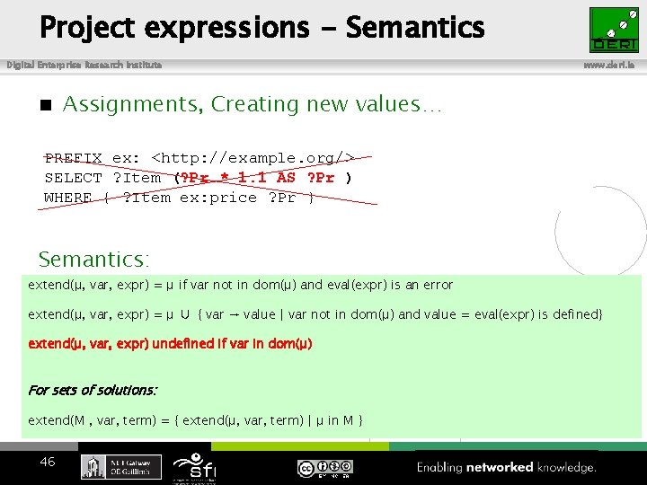 Project expressions - Semantics Digital Enterprise Research Institute www. deri. ie Assignments, Creating new