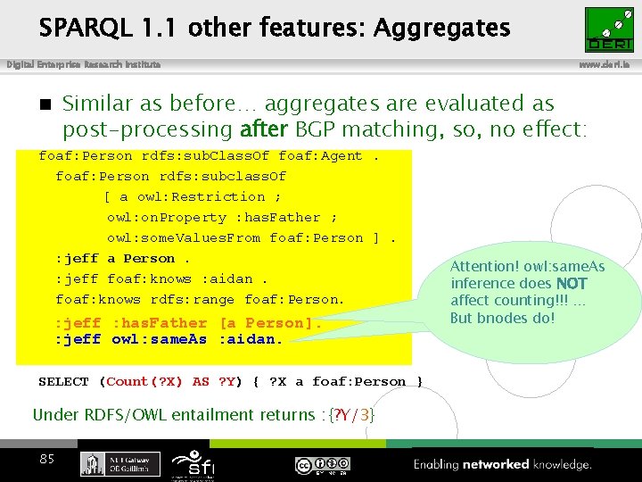 SPARQL 1. 1 other features: Aggregates Digital Enterprise Research Institute www. deri. ie Similar