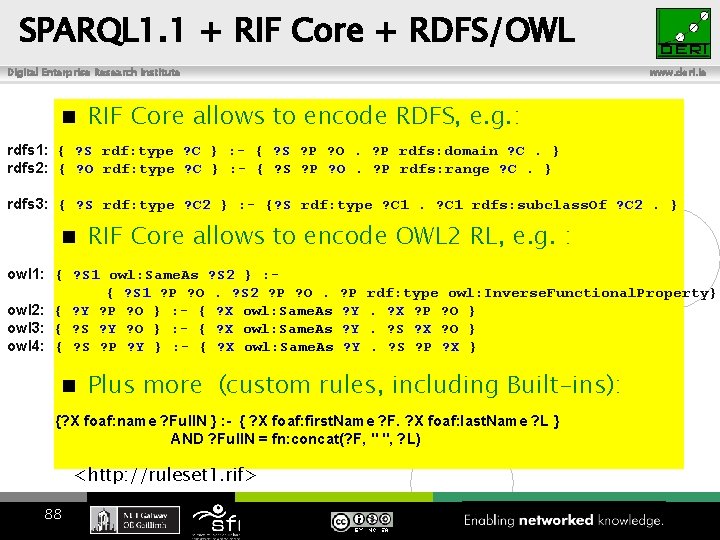 SPARQL 1. 1 + RIF Core + RDFS/OWL Digital Enterprise Research Institute www. deri.