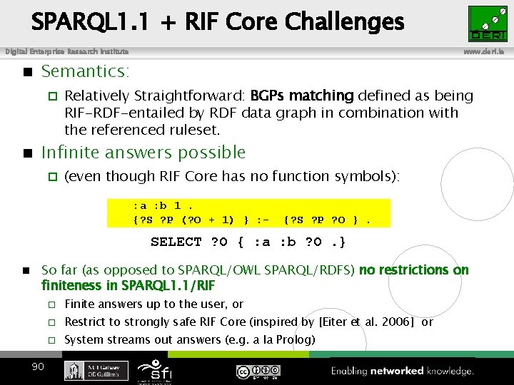 SPARQL 1. 1 + RIF Core Challenges Digital Enterprise Research Institute Semantics: www. deri.