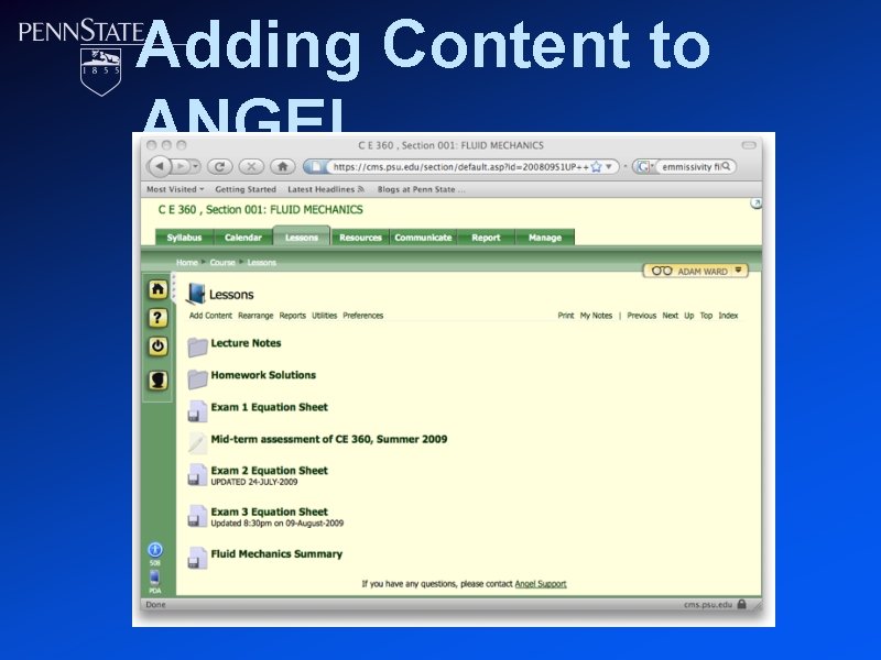 Adding Content to ANGEL 