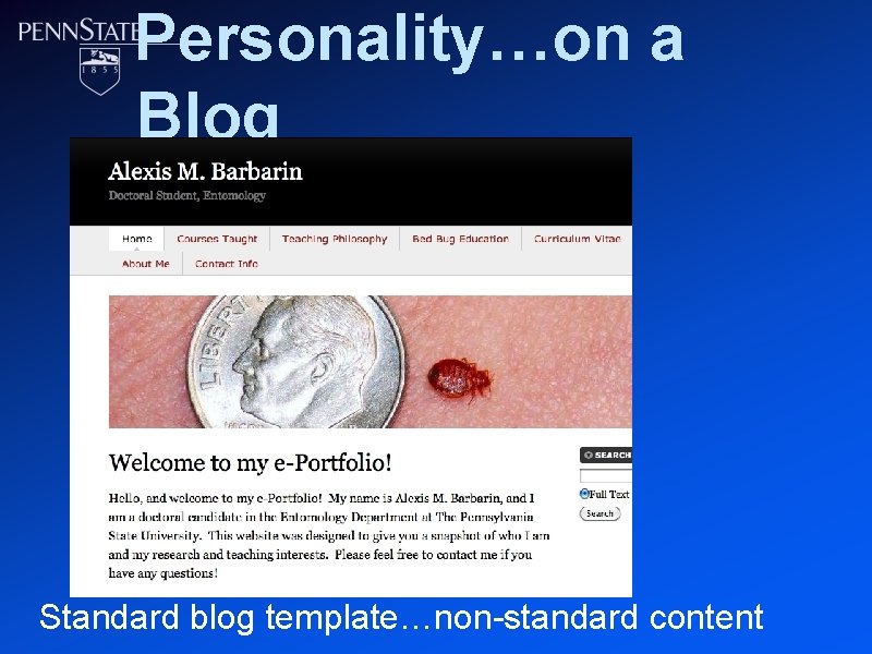 Personality…on a Blog Standard blog template…non-standard content 