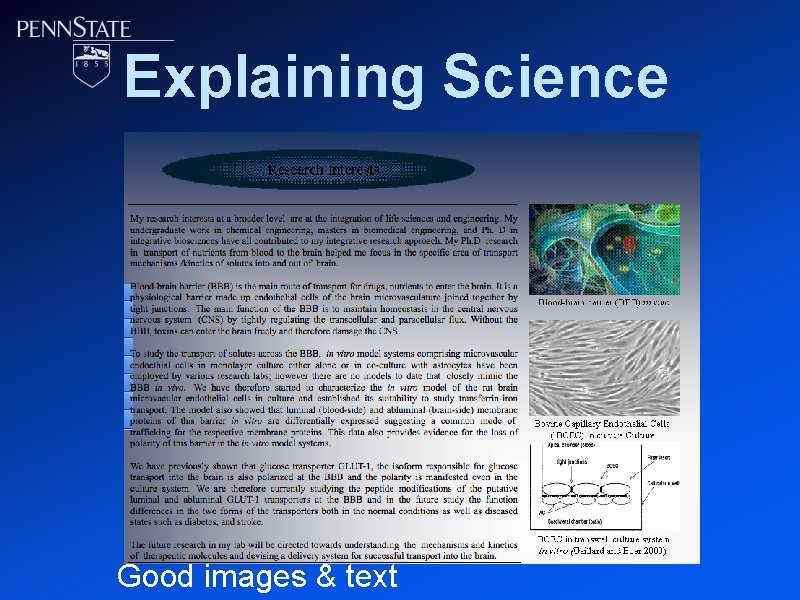 Explaining Science Good images & text 