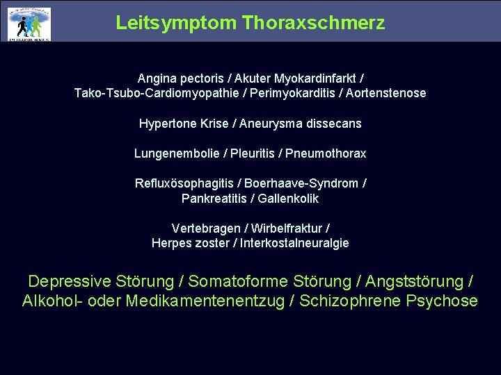 Leitsymptom Thoraxschmerz Angina pectoris / Akuter Myokardinfarkt / Tako-Tsubo-Cardiomyopathie / Perimyokarditis / Aortenstenose Hypertone Leitsymptom Thoraxschmerz Angina pectoris / Akuter Myokardinfarkt / Tako-Tsubo-Cardiomyopathie / Perimyokarditis / Aortenstenose Hypertone