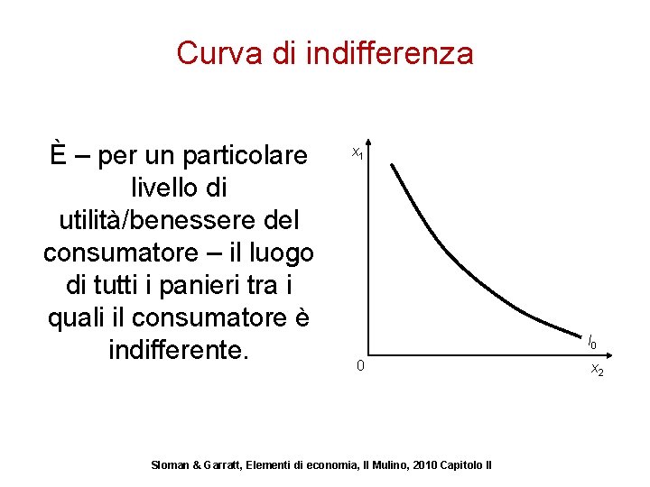 Curva di indifferenza È – per un particolare livello di utilità/benessere del consumatore –