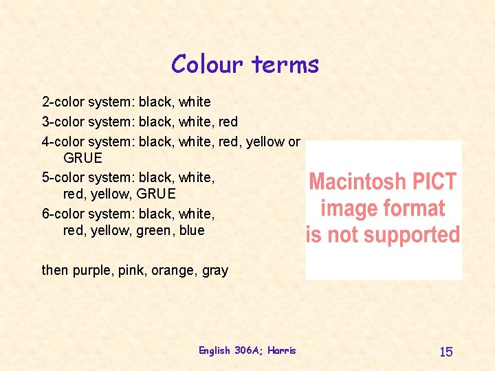 Colour terms 2 -color system: black, white 3 -color system: black, white, red 4