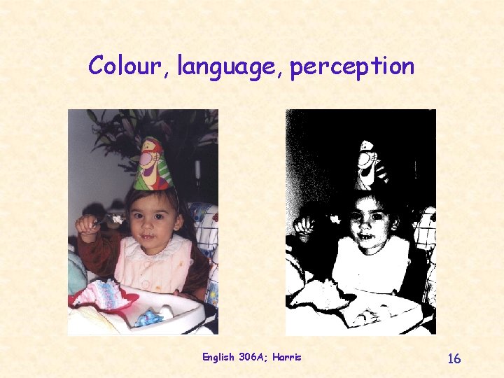 Colour, language, perception English 306 A; Harris 16 