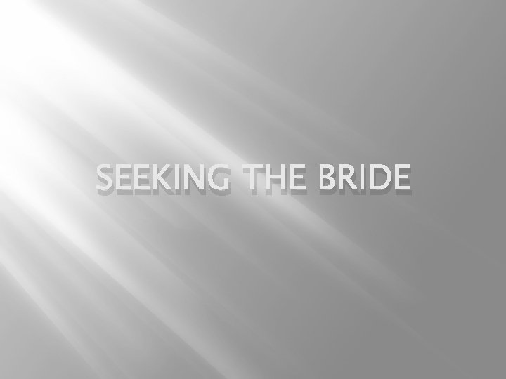SEEKING THE BRIDE 