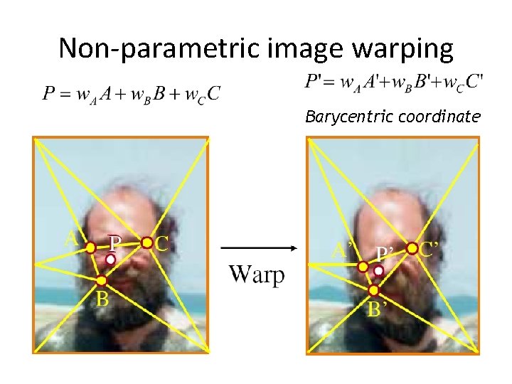 Non-parametric image warping Barycentric coordinate Non-parametric image warping Barycentric coordinate