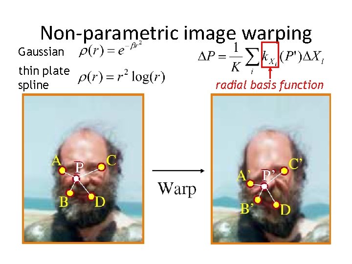 Non-parametric image warping Gaussian thin plate spline radial basis function Non-parametric image warping Gaussian thin plate spline radial basis function