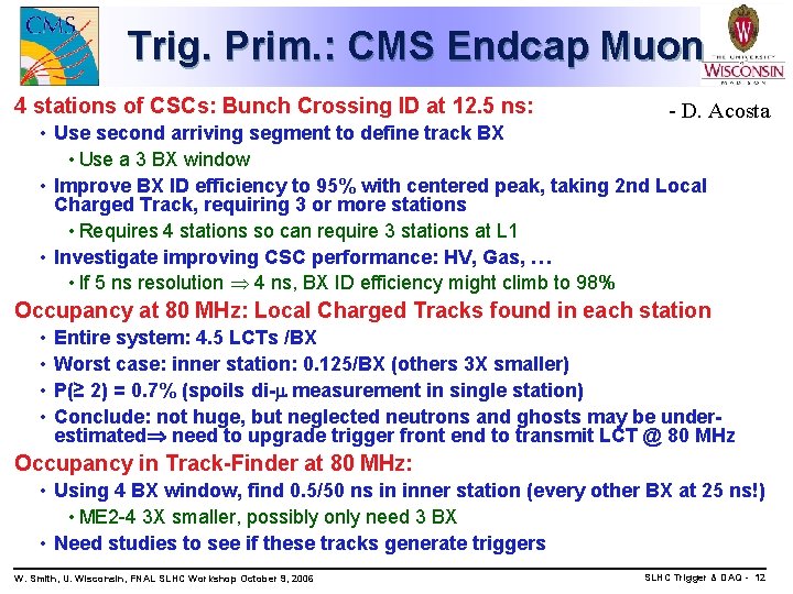 Trig. Prim. : CMS Endcap Muon 4 stations of CSCs: Bunch Crossing ID at