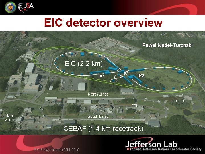 EIC detector overview Pawel Nadel-Turonski EIC (2. 2 km) IP 1 IP 2 North