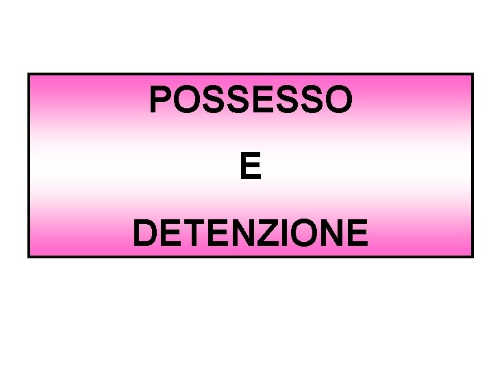 POSSESSO E DETENZIONE 