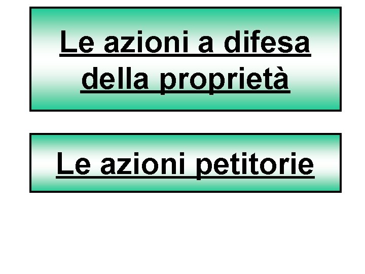 Le azioni a difesa della proprietà Le azioni petitorie 