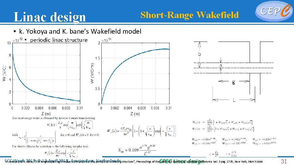 Linac design Short-Range Wakefield • k. Yokoya and K. bane’s Wakefield model • periodic