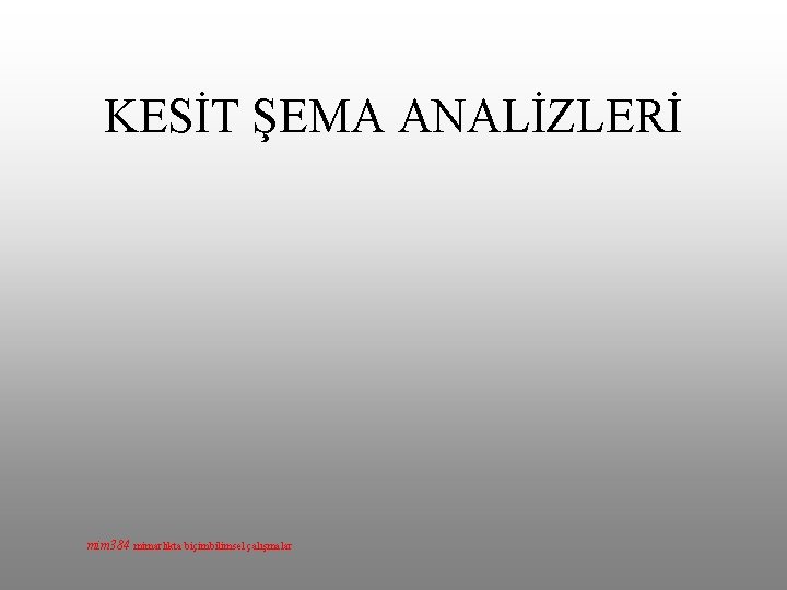 KESİT ŞEMA ANALİZLERİ mim 384 mimarlıkta biçimbilimsel çalışmalar 