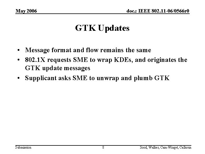May 2006 doc. : IEEE 802. 11 -06/0566 r 0 GTK Updates • Message