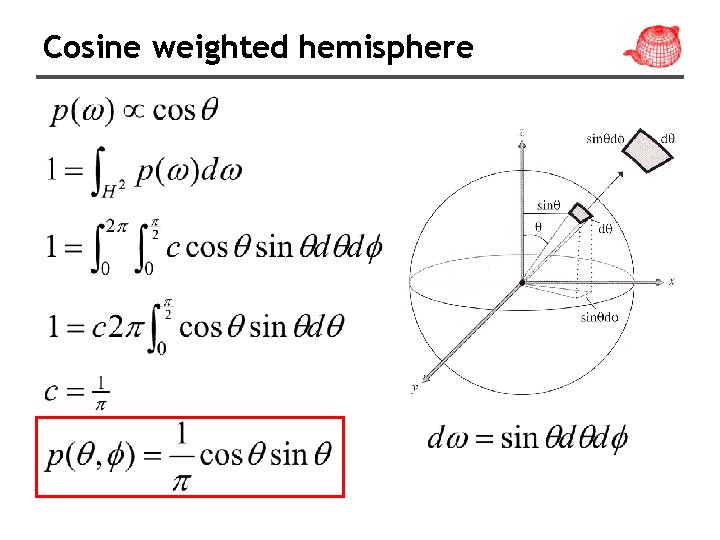 Cosine weighted hemisphere 