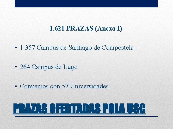 1. 621 PRAZAS (Anexo I) • 1. 357 Campus de Santiago de Compostela •