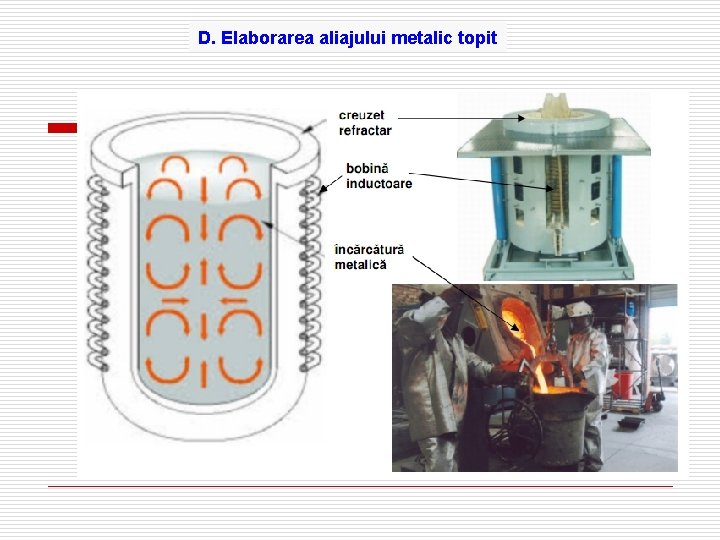 D. Elaborarea aliajului metalic topit 