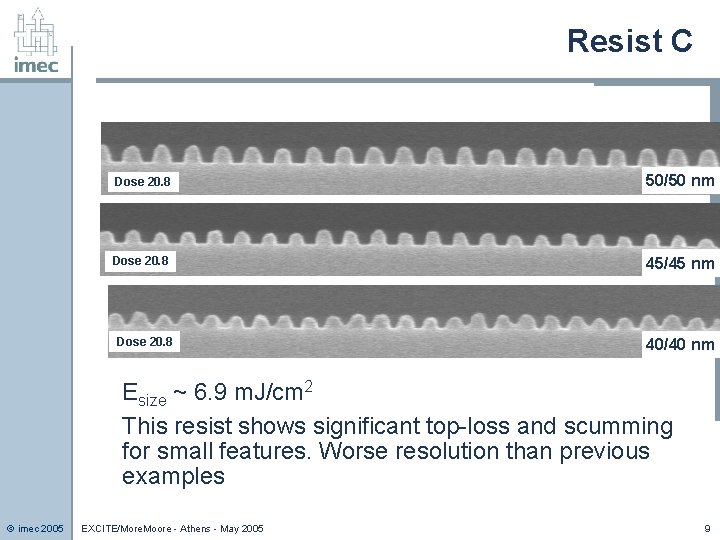 Resist C Dose 20. 8 50/50 nm Dose 20. 8 45/45 nm Dose 20.