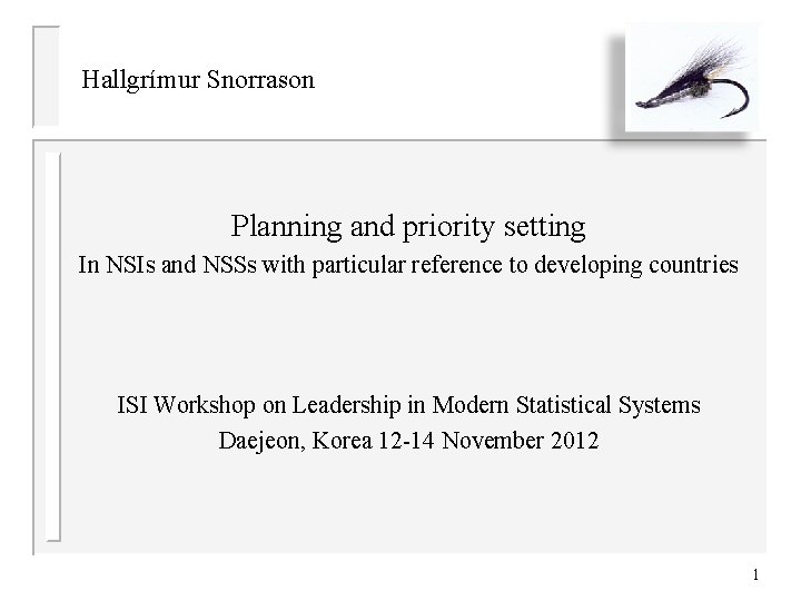 Hallgrímur Snorrason Planning and priority setting In NSIs and NSSs with particular reference to