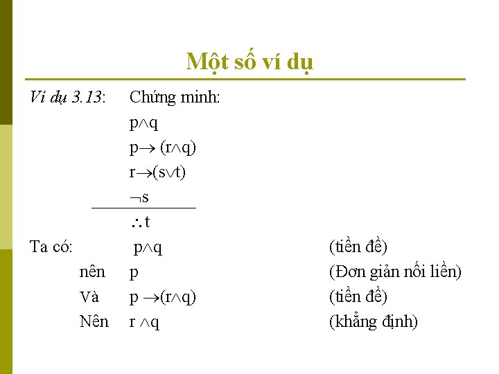 Một số ví dụ Ví dụ 3. 13: Ta có: nên Và Nên Chứng