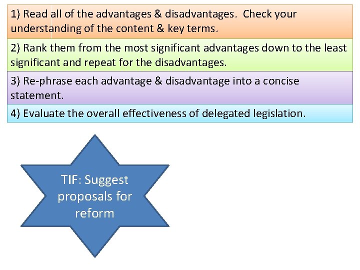 1) Read all of the advantages & disadvantages. Check your understanding of the content