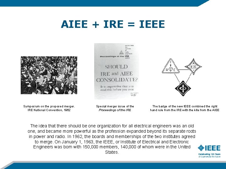 AIEE + IRE = IEEE Symposium on the proposed merger. IRE National Convention, 1962