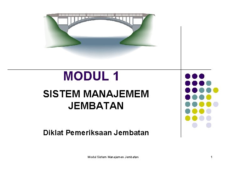 MODUL 1 SISTEM MANAJEMEM JEMBATAN Diklat Pemeriksaan Jembatan Modul Sistem Manajemen Jembatan 1 