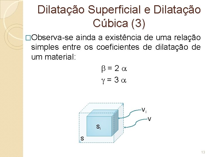 Dilatação Superficial e Dilatação Cúbica (3) �Observa-se ainda a existência de uma relação simples