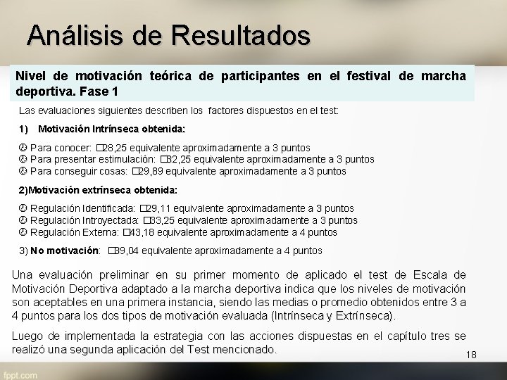 Análisis de Resultados Nivel de motivación teórica de participantes en el festival de marcha