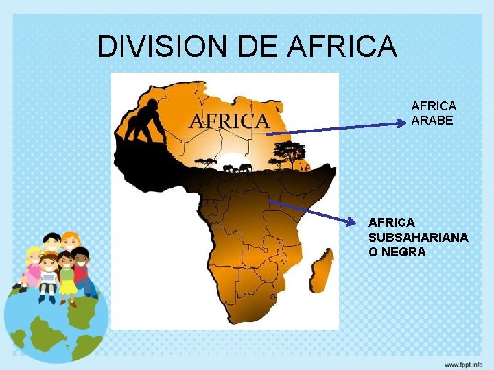 DIVISION DE AFRICA ARABE AFRICA SUBSAHARIANA O NEGRA 