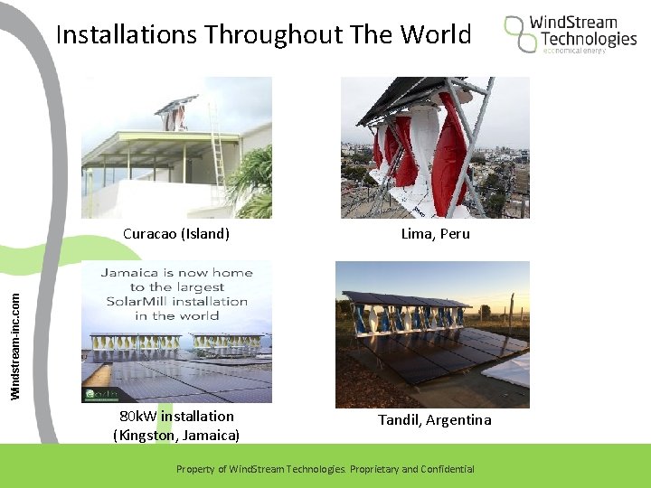 Installations Throughout The World Lima, Peru 80 k. W installation (Kingston, Jamaica) Tandil, Argentina